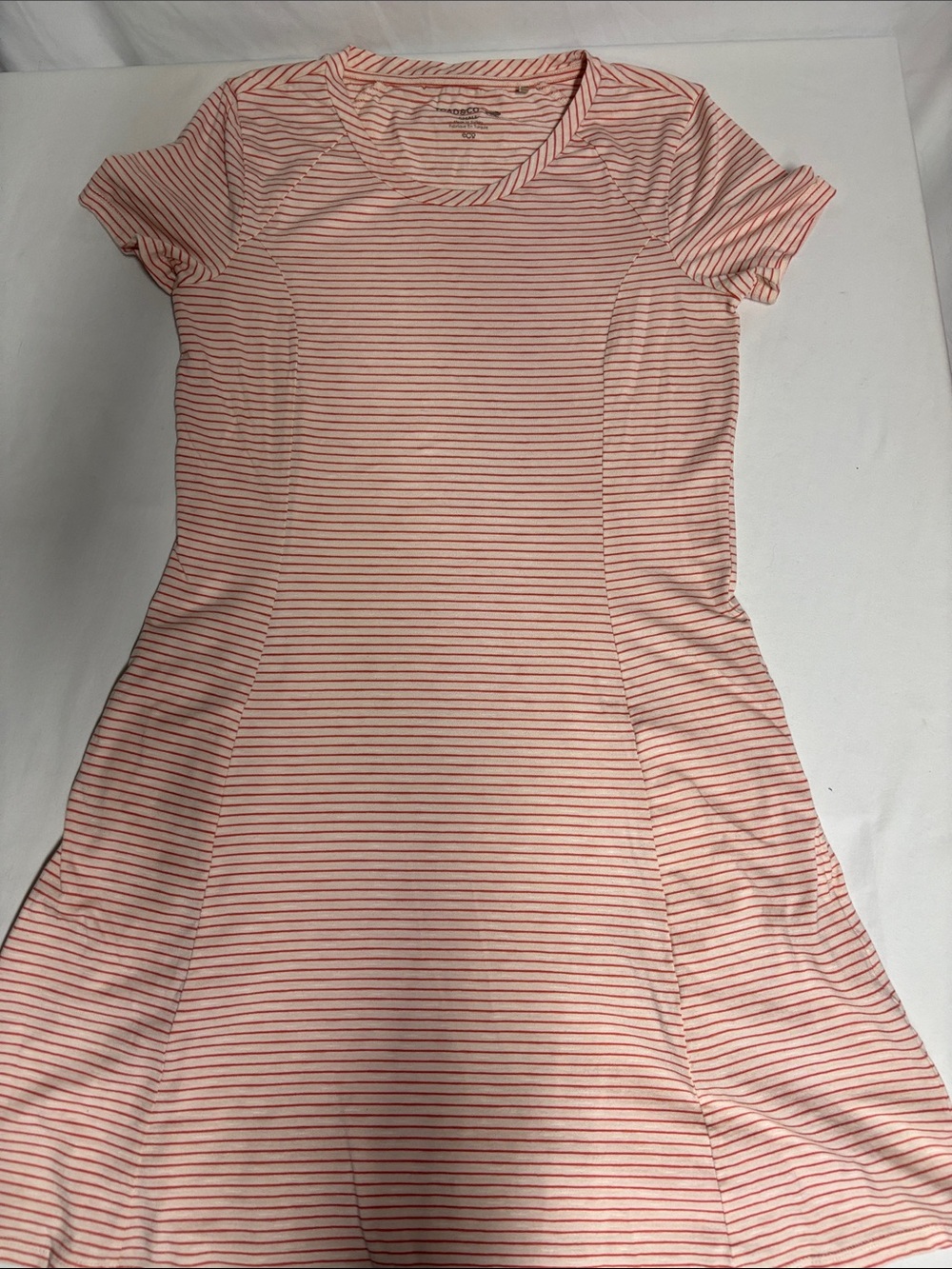Toad&Co Women’s Small Striped Fit & Flare Dress TENCEL Organic Cotton Coral